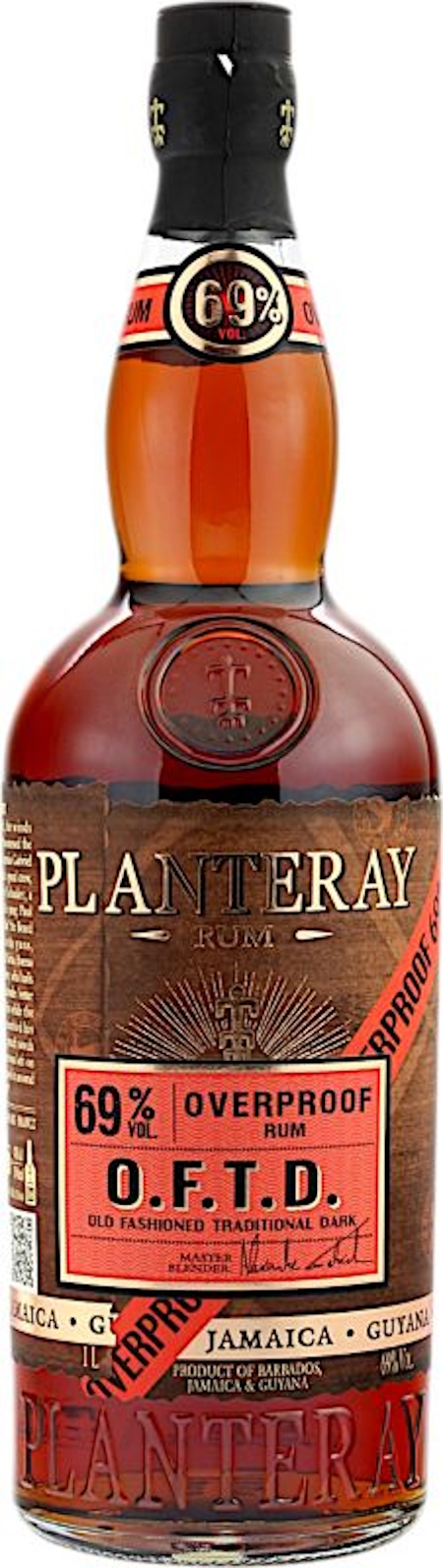 Planteray Overproof O.F.T.D. Rum Barbados - Jamaica - Guyana 69% Vol.