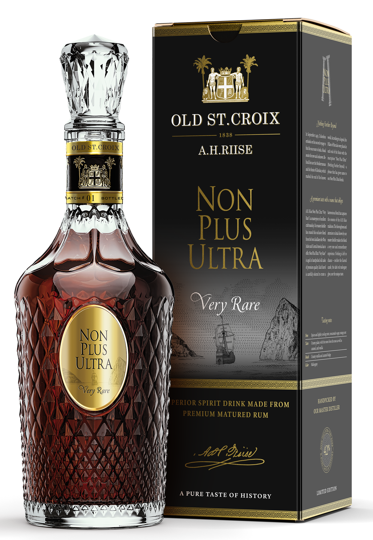 A. H. Riise Non Plus Ultra Rum Very Rare US Virgin Islands 42% Vol. in GP