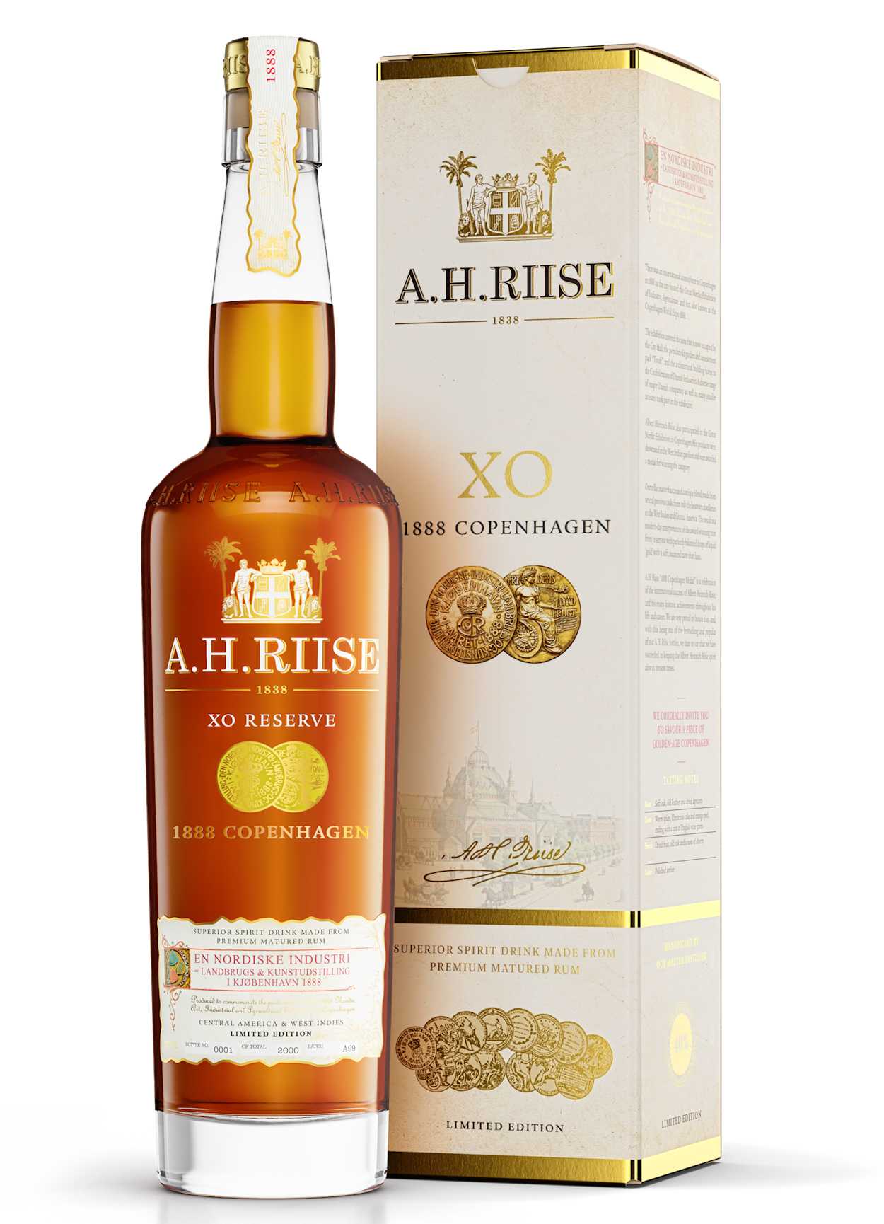 A. H. Riise 1888 Copenhagen Gold Medal Rum 40% Vol.