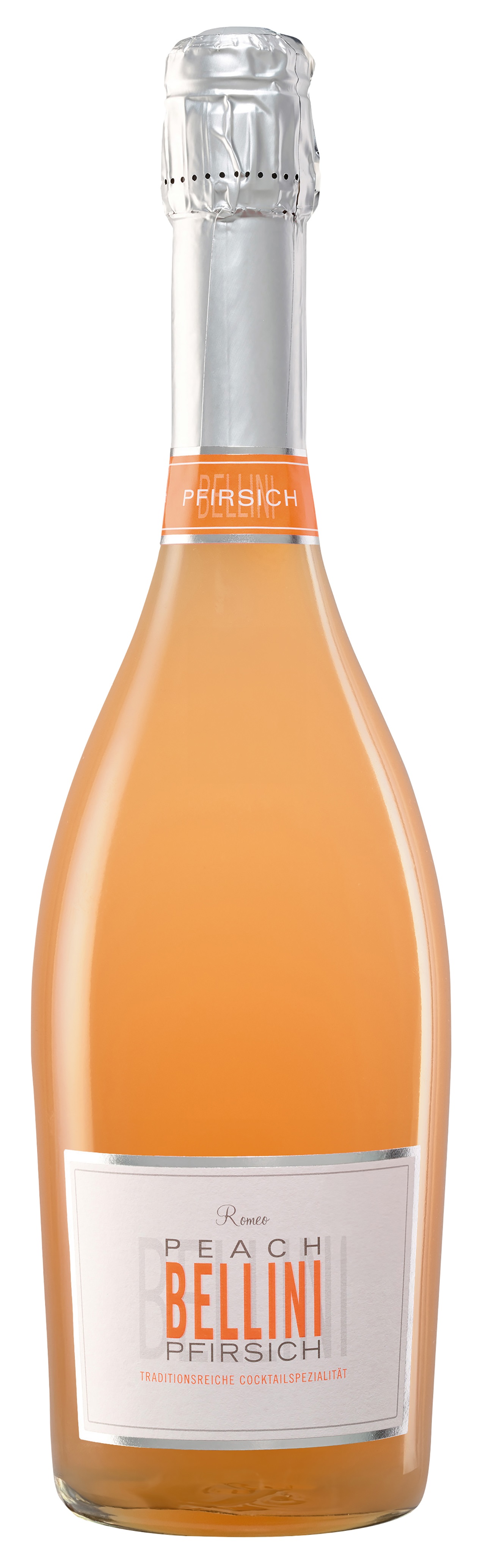 Romeo Bellini Pfirsich mit italienischem Frizzante und natürlichem Pfirsichmark 5,9%Vol. Romeo Bellini Pfirsich mit italienischem Frizzante und natürlichem Pfirsichmark 5,9%Vol.
