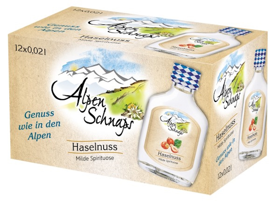 Alpenschnaps Haselnuss 33% Vol. Glasflasche