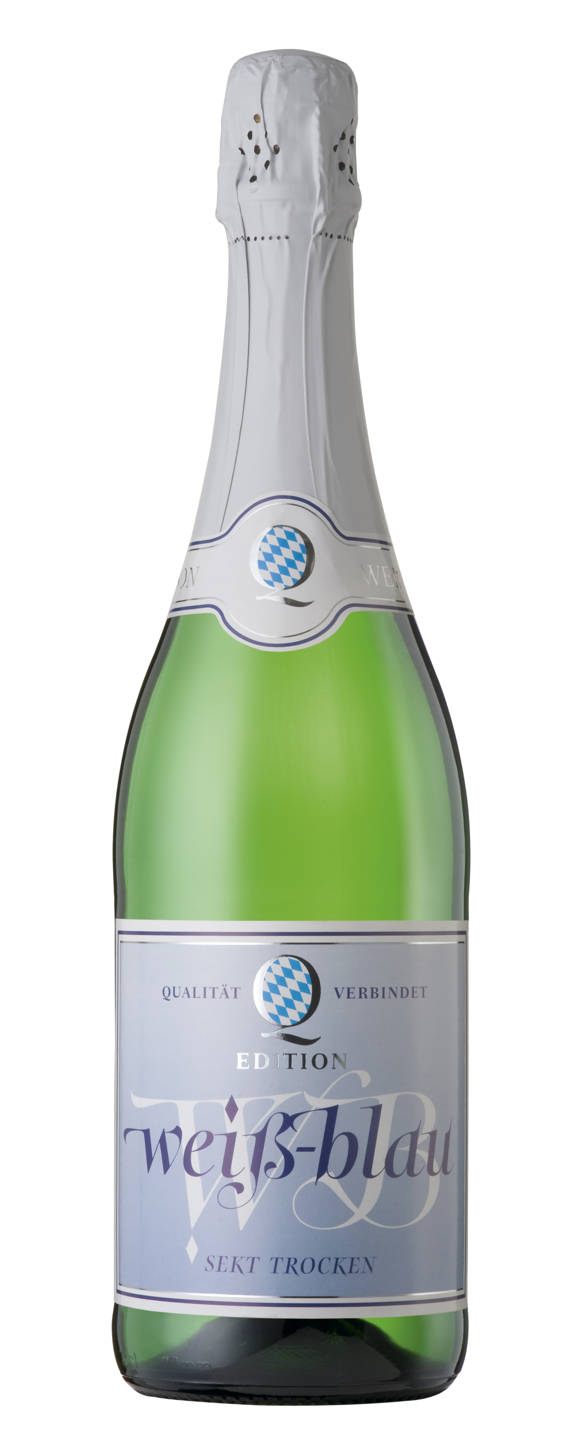 Edition Weiß-Blau Sekt Brillant trocken Grünglas mit Naturkork Edition Weiß-Blau Sekt Brillant trocken Grünglas mit Naturkork