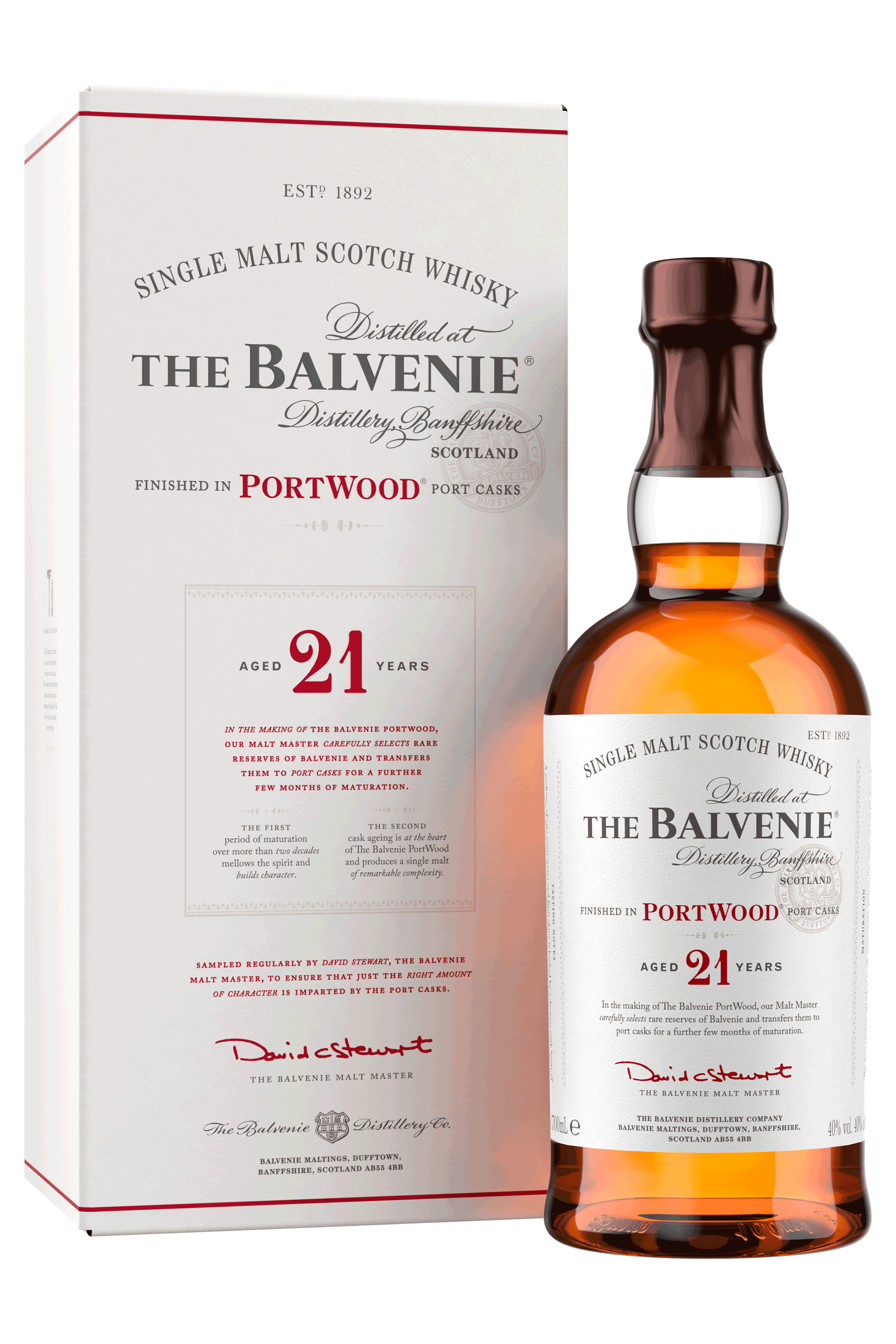 Balvenie 21 years Portwood Single Malt Scotch Whisky in GP 40% Vol. Balvenie 21 years Portwood Single Malt Scotch Whisky in GP 40% Vol.