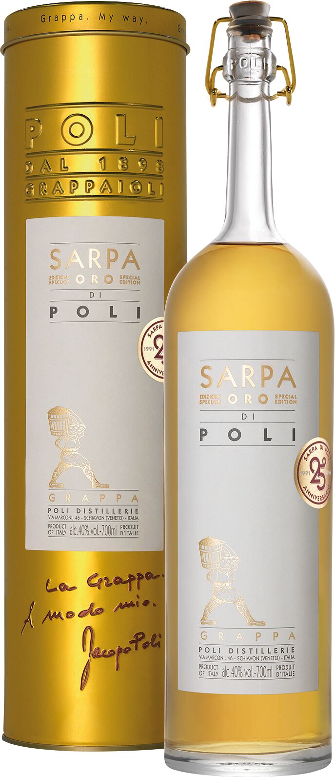 Poli Grappa Sarpa ORO di Poli  in Metalldose 40% Vol.