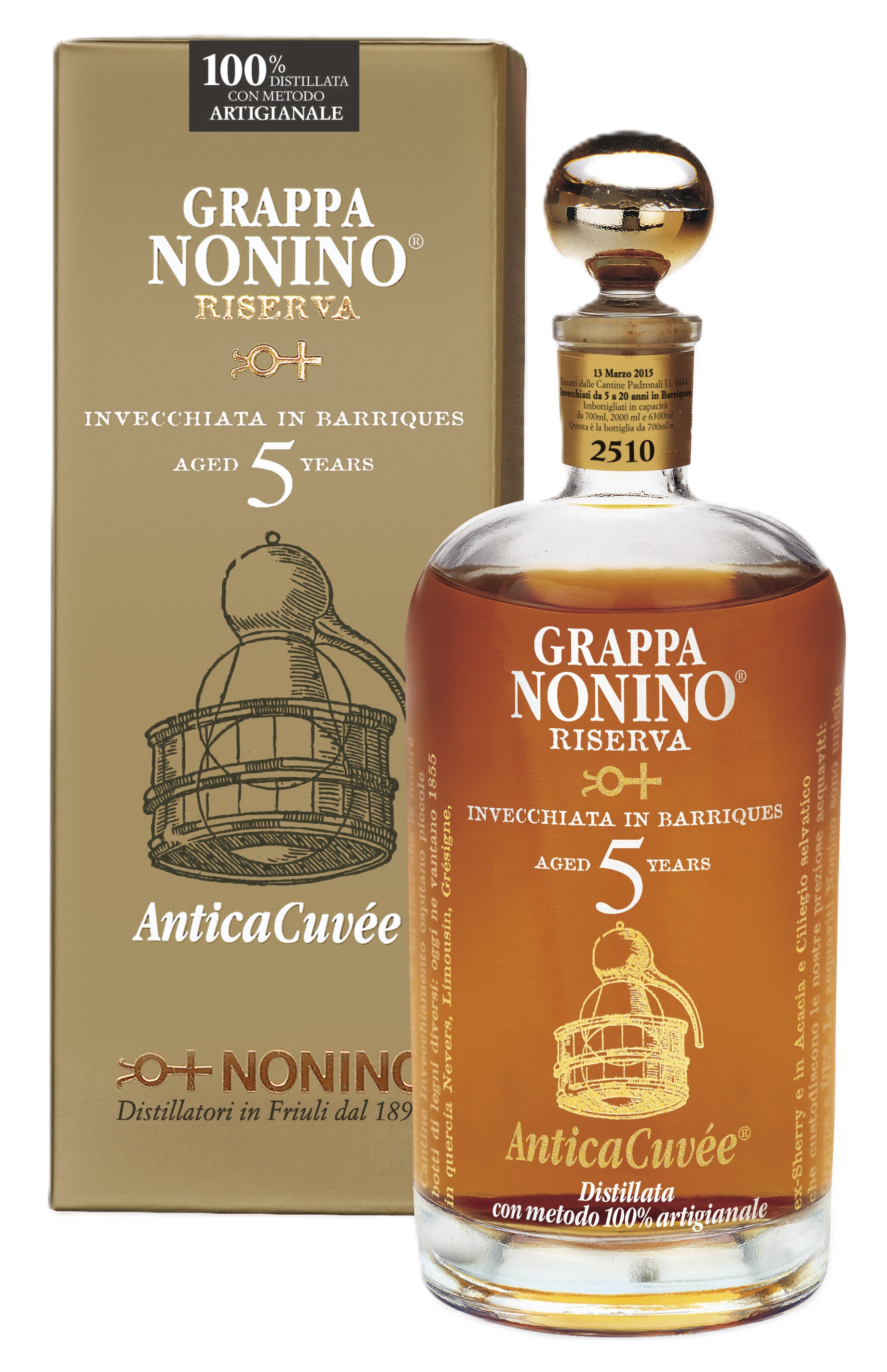 Nonino Grappa Antica Cuvee Riserva 5y im Barrique gereift 43%  in GP