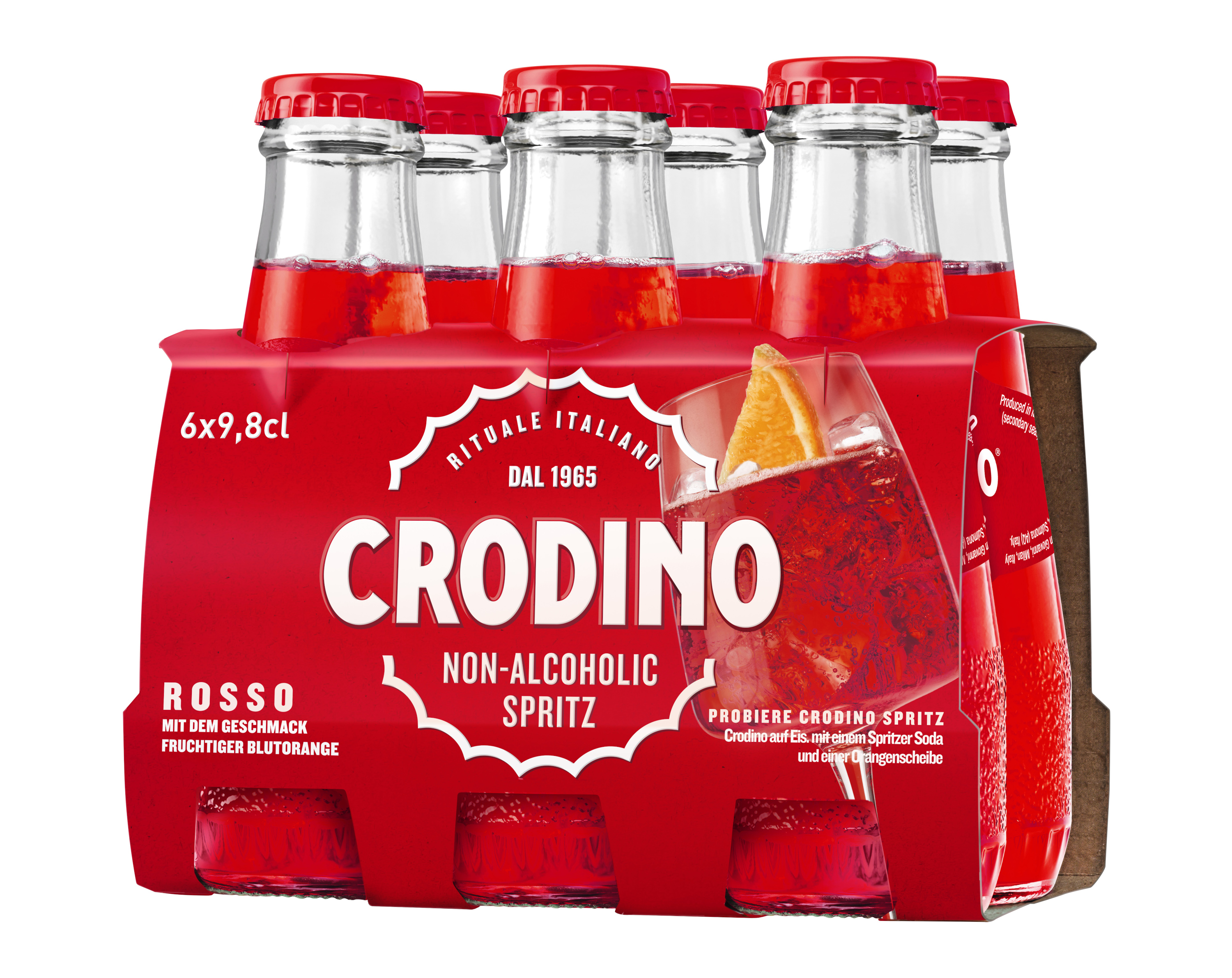 Crodino ROSSO alkoholfreier Bitter aus Italien mit Kräuterextrakt 6er Pack