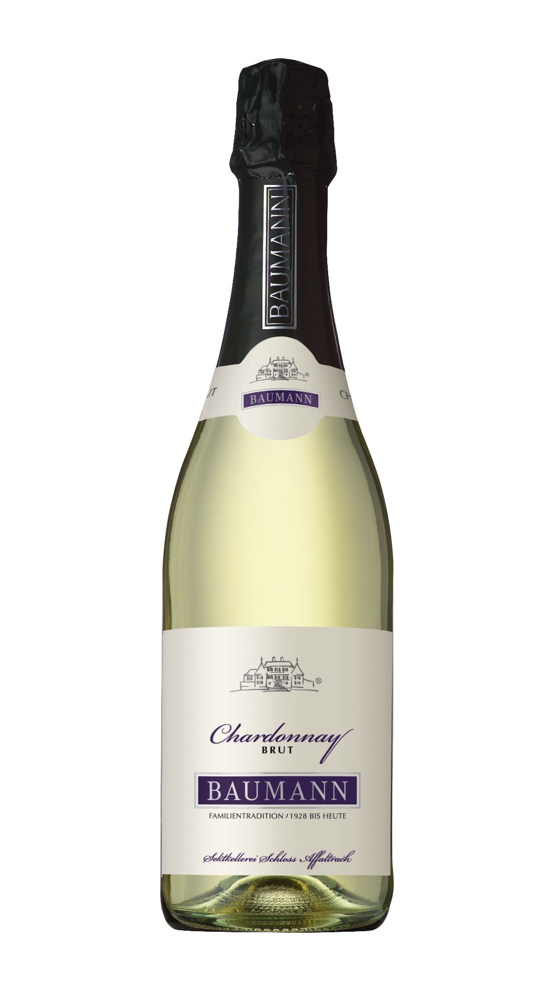 Affaltrach Baumann Sekt Chardonnay Brut mit Naturkork, Klarglas